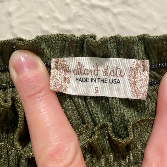 Altar’d State Dark Green Tank Top with Tie Sleeves - Picture 3 of 4